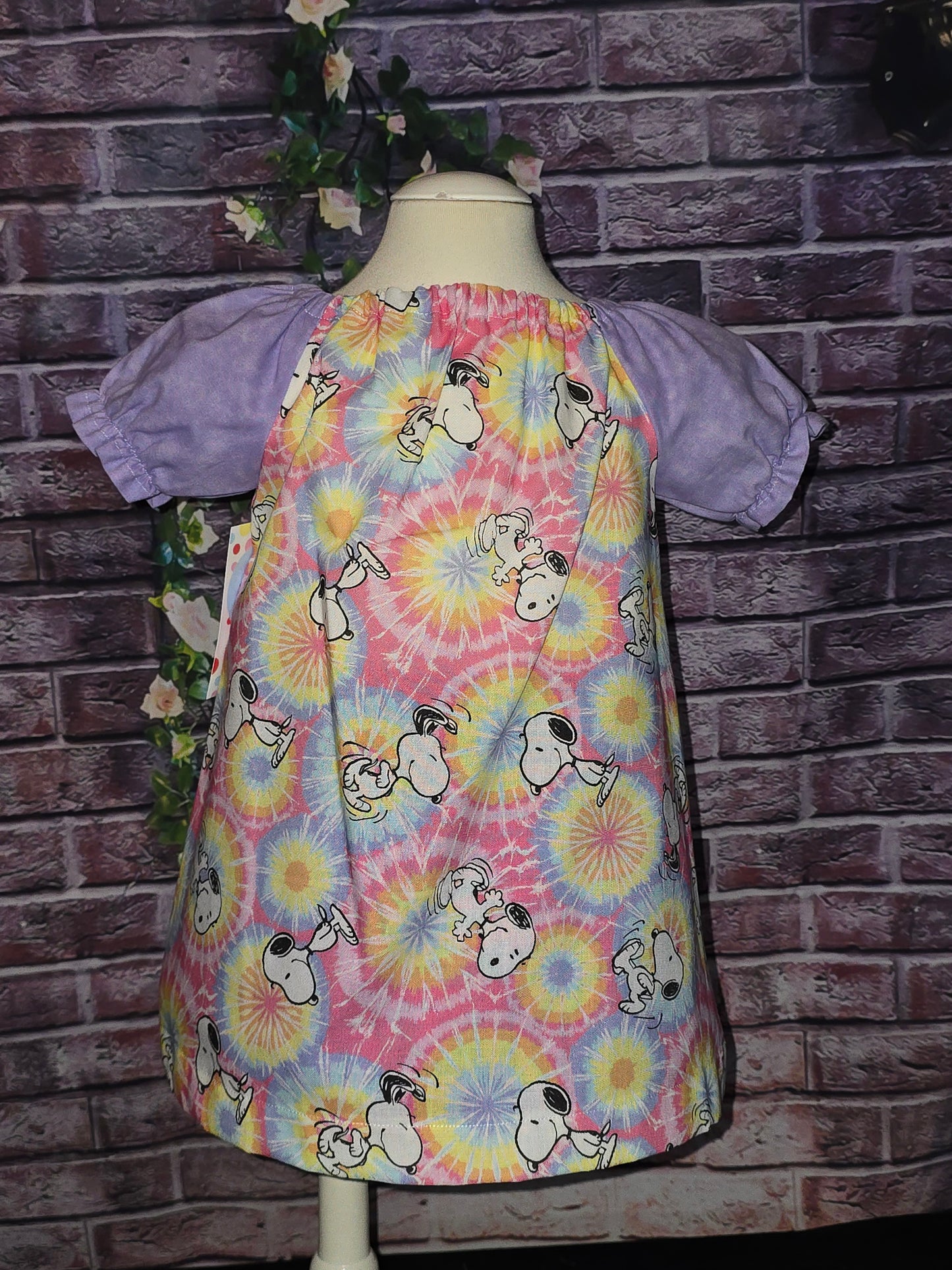 Snoopy Tie Dye Babydoll Dress Size 6/12 m