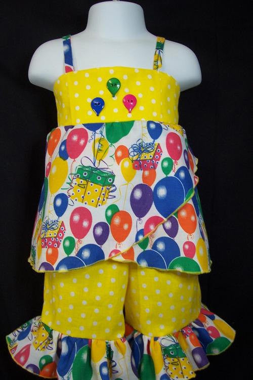 Birthday Balloons Two Piece Size 2 Short Set Ruffle Short Set